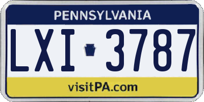 PA license plate LXI3787