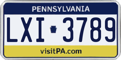 PA license plate LXI3789