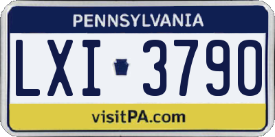 PA license plate LXI3790