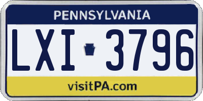 PA license plate LXI3796