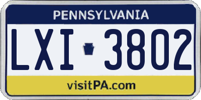 PA license plate LXI3802