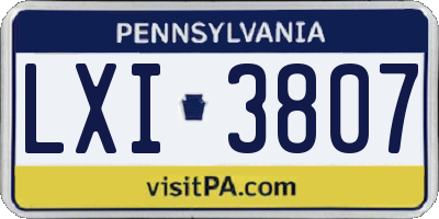 PA license plate LXI3807
