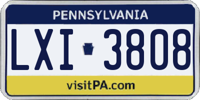 PA license plate LXI3808