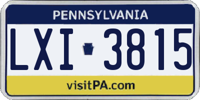 PA license plate LXI3815