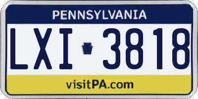 PA license plate LXI3818