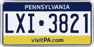 PA license plate LXI3821