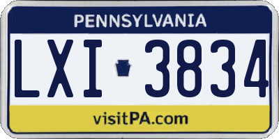 PA license plate LXI3834