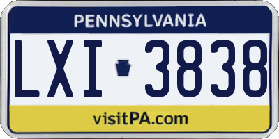 PA license plate LXI3838
