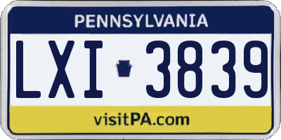 PA license plate LXI3839