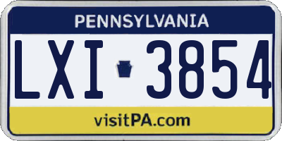 PA license plate LXI3854