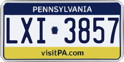 PA license plate LXI3857