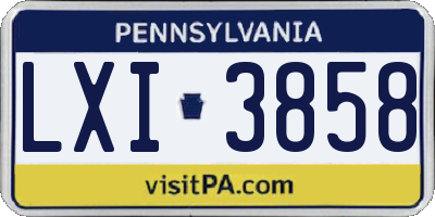 PA license plate LXI3858