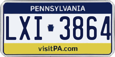 PA license plate LXI3864