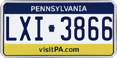 PA license plate LXI3866