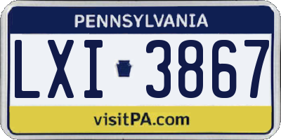 PA license plate LXI3867