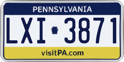 PA license plate LXI3871
