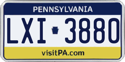 PA license plate LXI3880