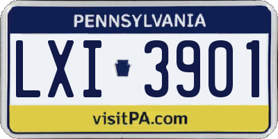 PA license plate LXI3901