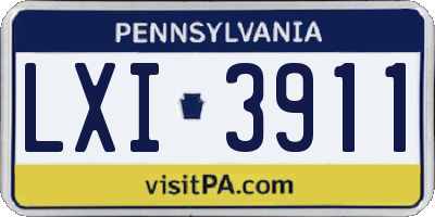 PA license plate LXI3911
