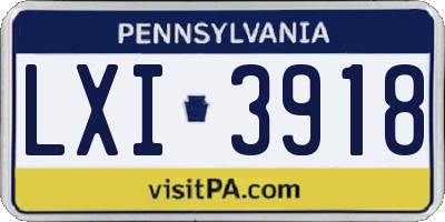 PA license plate LXI3918