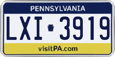 PA license plate LXI3919