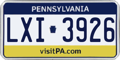 PA license plate LXI3926