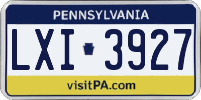 PA license plate LXI3927