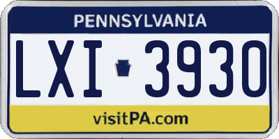 PA license plate LXI3930
