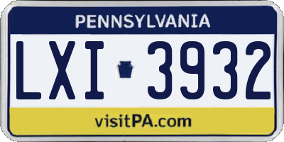 PA license plate LXI3932