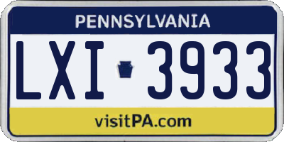 PA license plate LXI3933