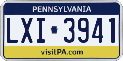 PA license plate LXI3941