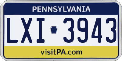 PA license plate LXI3943