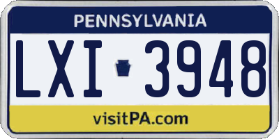 PA license plate LXI3948