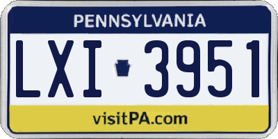 PA license plate LXI3951
