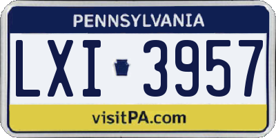 PA license plate LXI3957