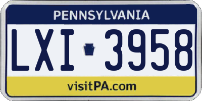 PA license plate LXI3958