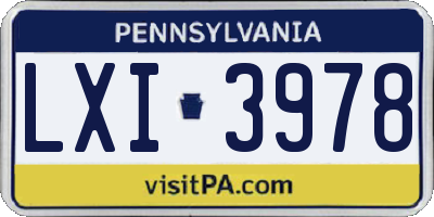 PA license plate LXI3978
