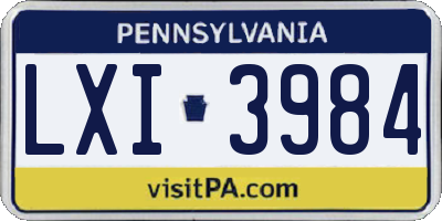 PA license plate LXI3984