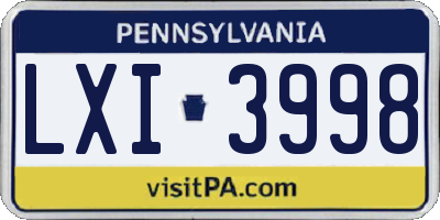 PA license plate LXI3998