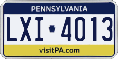 PA license plate LXI4013