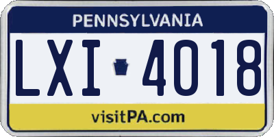 PA license plate LXI4018