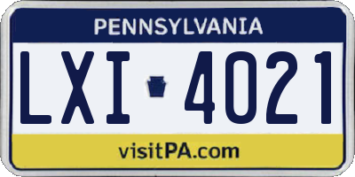 PA license plate LXI4021