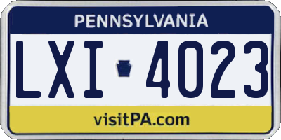 PA license plate LXI4023