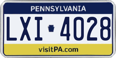 PA license plate LXI4028