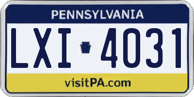 PA license plate LXI4031