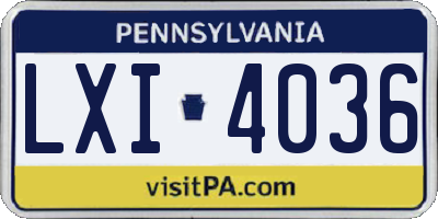 PA license plate LXI4036