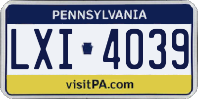 PA license plate LXI4039