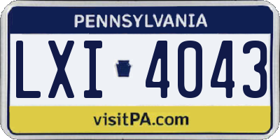 PA license plate LXI4043