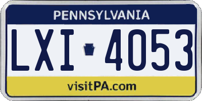 PA license plate LXI4053