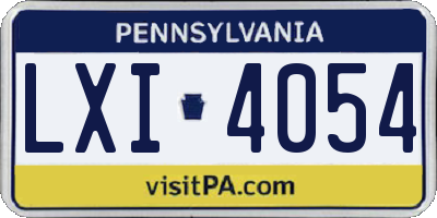 PA license plate LXI4054